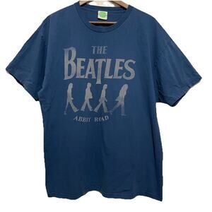 Vintage The Beatles Abby Road‎ Blue Rock Band Tee Size XL Y2K T-Shirt Mens